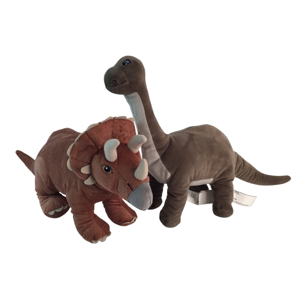 IKEA Dinosaur Plush Set Jattelik 22" Brontosaurus & 18" Triceratops Stuffed Toy